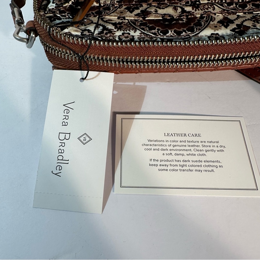 Vera Bradley Carryall RFID All in One Crossbody Purse Leather Classic Mocha NWT - Picture 8 of 11
